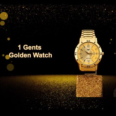 Fidato Golden Watch With Golden Chain with Magnetic Digital Watch Combo